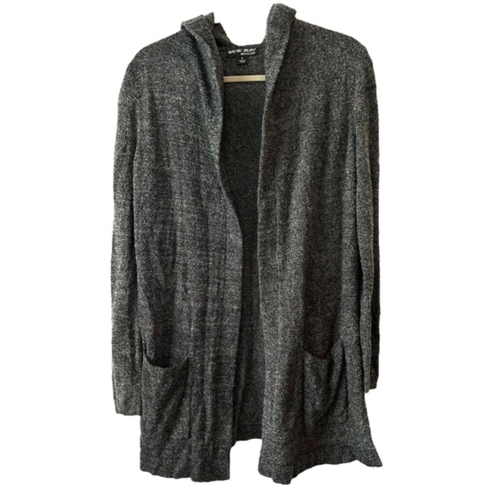 Barefoot Dreams Cozychic Gray Open‎ Front Sweater Hoodie Cardigan   Sz S